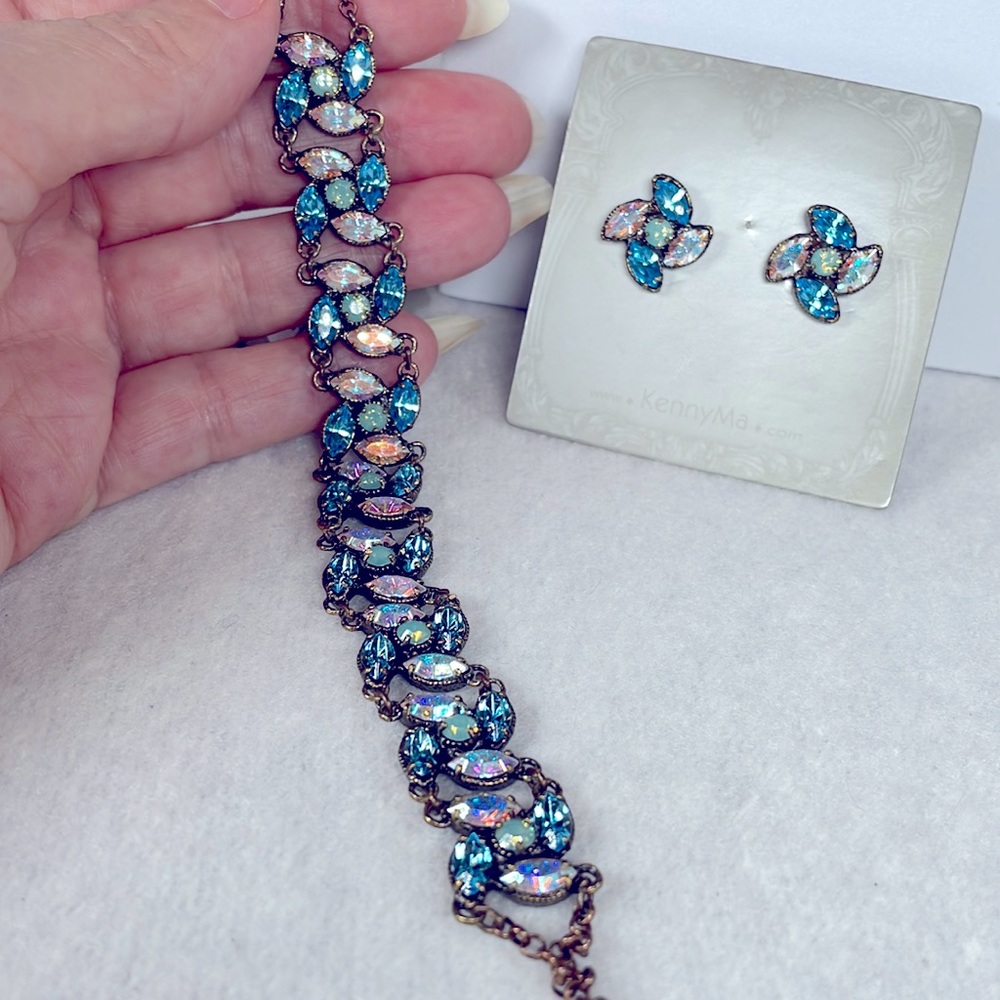 Kenny Ma Bracelet/Earrings Set Swarovski Crystals